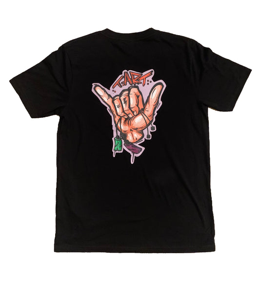 Black / full colour print  Shaka t shirt